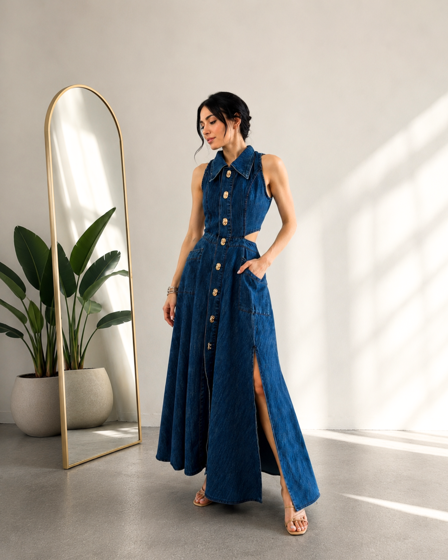 Vestido Denim Cut Out
