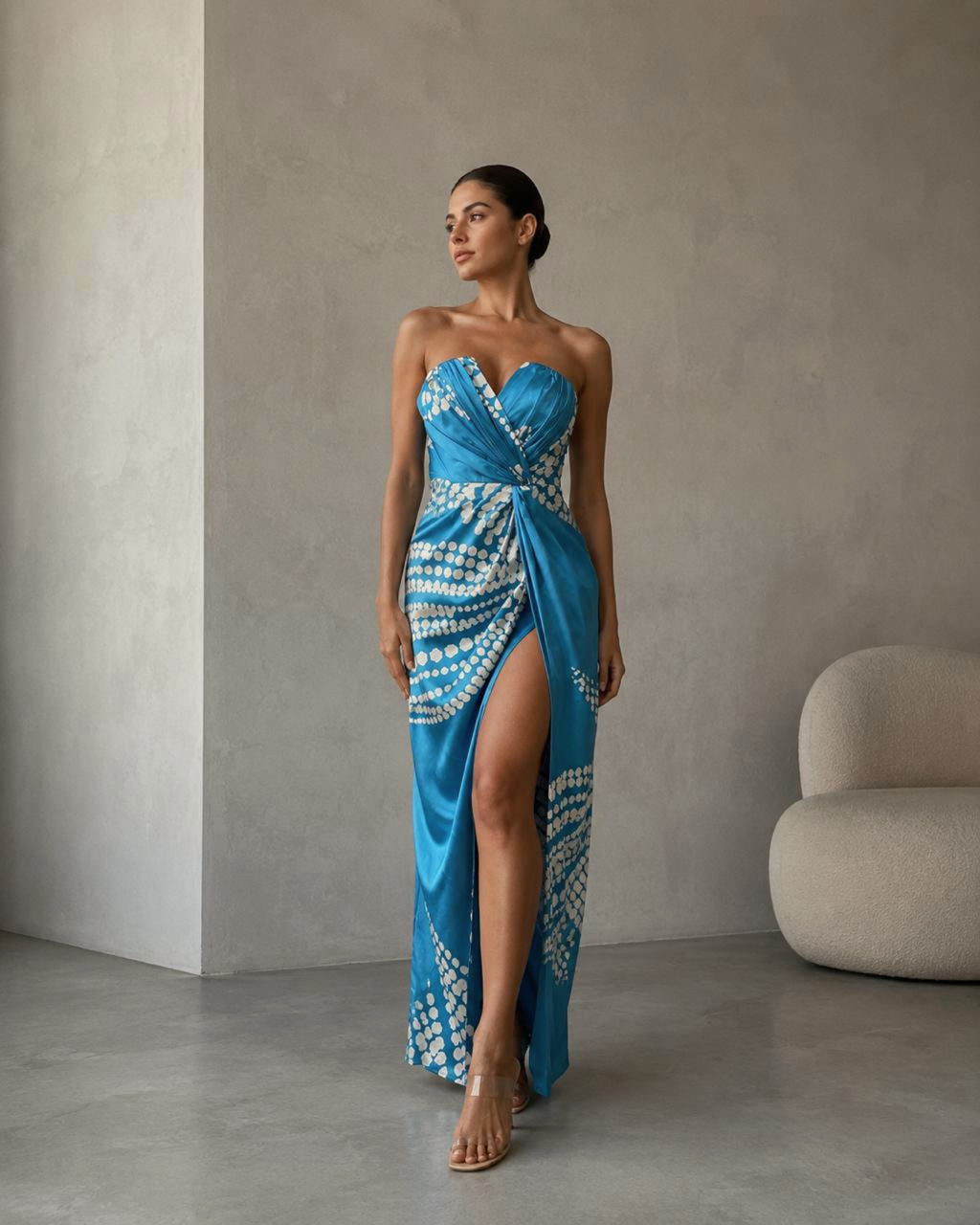 Vestido Strapless Azul