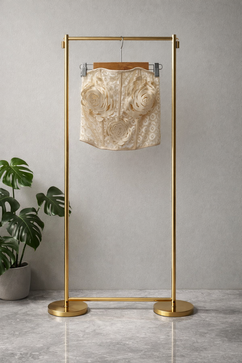 Top beige flor