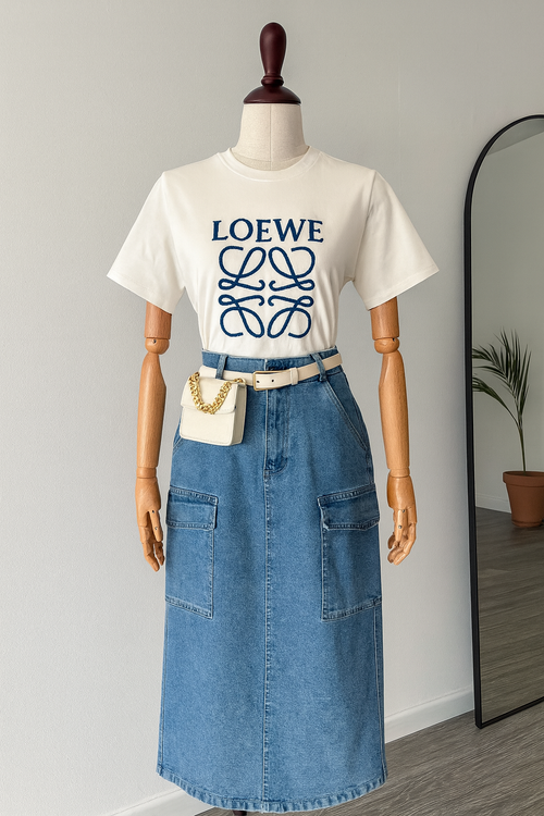 Falda Denim Cargo