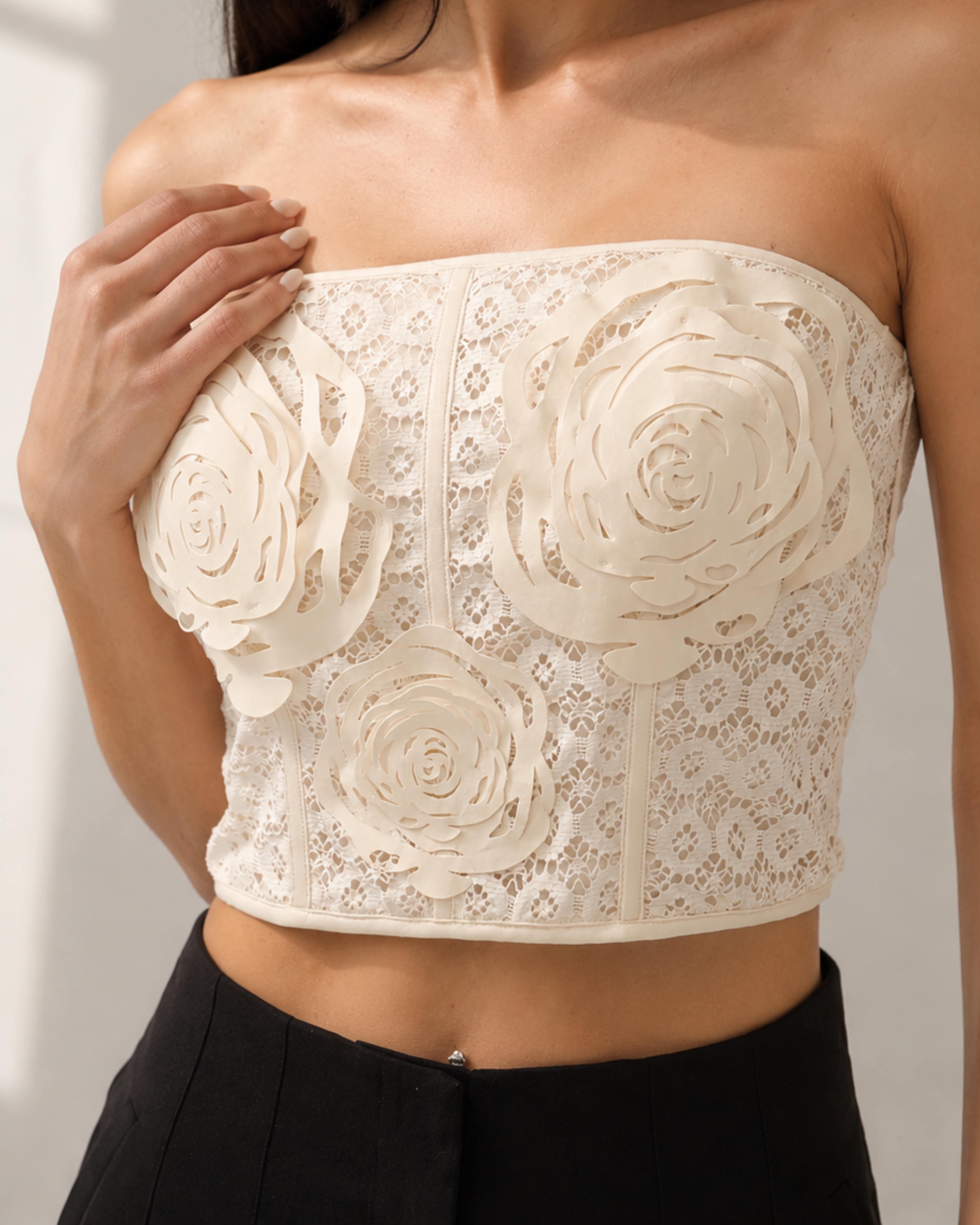 Top Beige flor