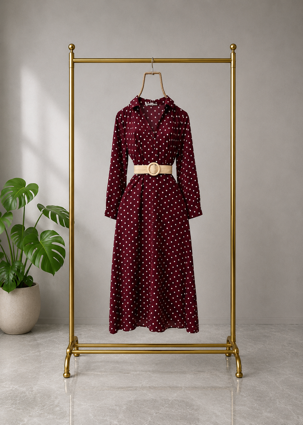 Vestido Bordeaux Dots